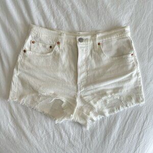 Levi's 501 High Rise White Distressed Shorts Size M 29